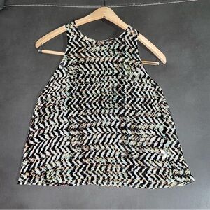 ASTR the Label Abstract Lace-Back Tank Top | Size S